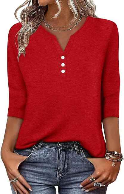 Womens Fashion 3/4 Sleeves Tops