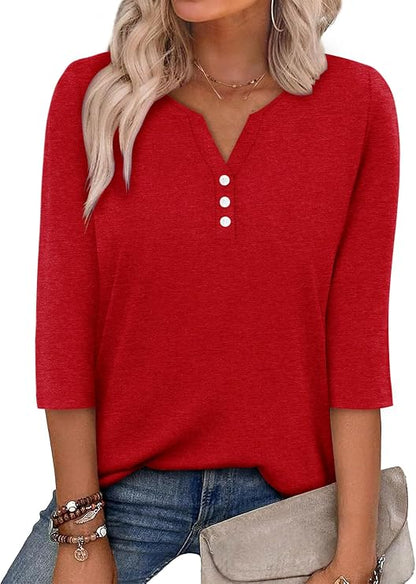 Womens Fashion 3/4 Sleeves Tops