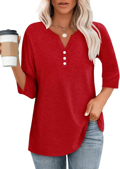Womens Fashion 3/4 Sleeves Tops