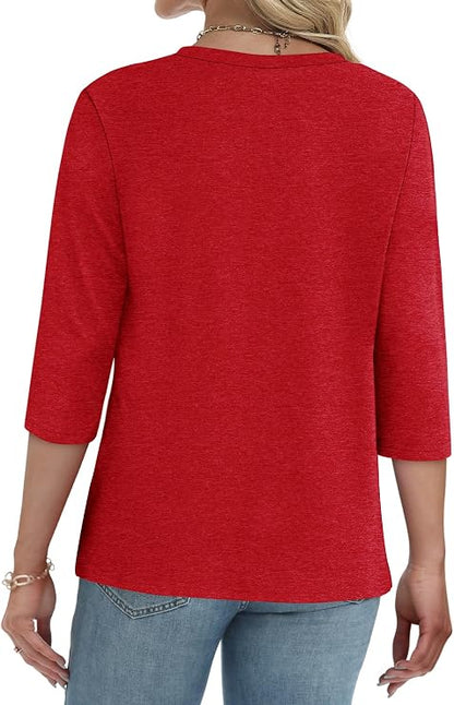 Womens Fashion 3/4 Sleeves Tops